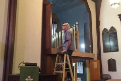 Bill installing the stiles on the display chest.