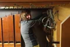 Caryn installing return wires.