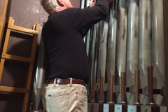 Murray installs the 8-foor Trumpet resonators.